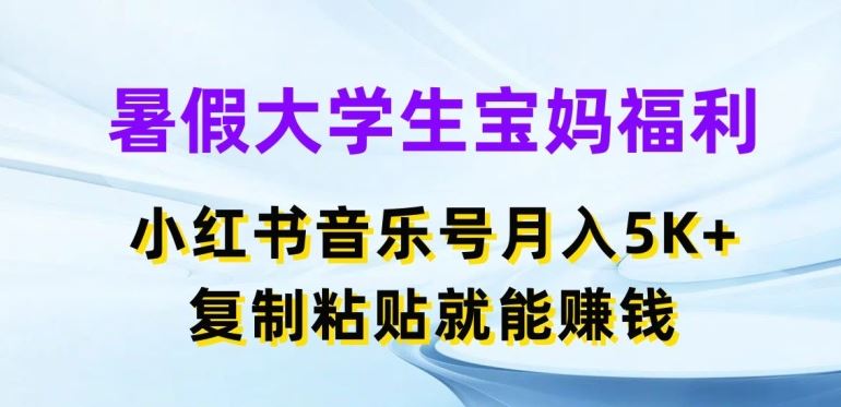 暑假大学生宝妈福利，小红书音乐号月入5000+，复制粘贴就能赚钱【揭秘】-启航188资源站