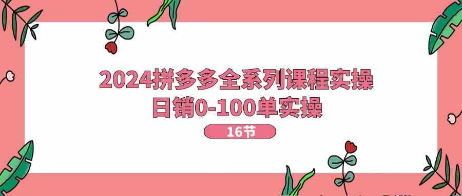 2024拼多多全系列课程实操，日销0-100单实操【16节课】-启航188资源站