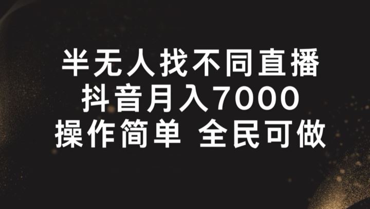 半无人找不同直播，月入7000+，操作简单 全民可做【揭秘】-启航188资源站