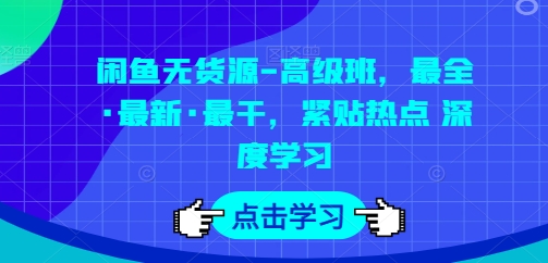 闲鱼无货源-高级班，最全·最新·最干，紧贴热点 深度学习-启航188资源站