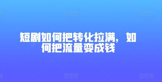 短剧如何把转化拉满，如何把流量变成钱-启航188资源站