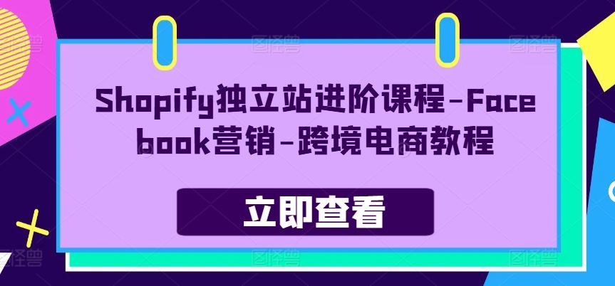 Shopify独立站进阶课程-Facebook营销-跨境电商教程-启航188资源站