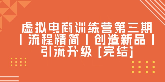 （10960期）虚拟电商训练营第三期丨流程精简丨创造新品丨引流升级 [完结]-启航188资源站