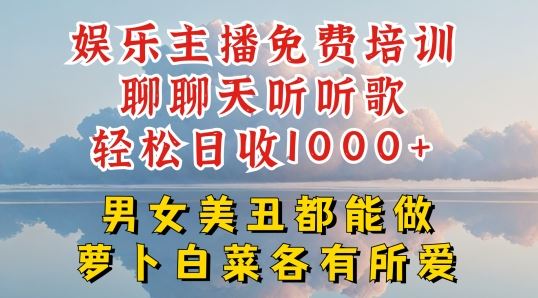 娱乐主播免费培训聊聊天听听歌轻松日收1K+，男女美丑都能做萝卜白菜各有所爱【揭秘】-启航188资源站