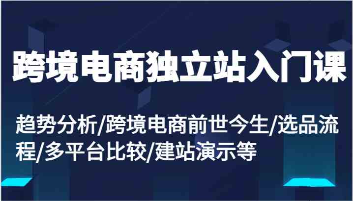 跨境电商独立站入门课：趋势分析/跨境电商前世今生/选品流程/多平台比较/建站演示等-启航188资源站