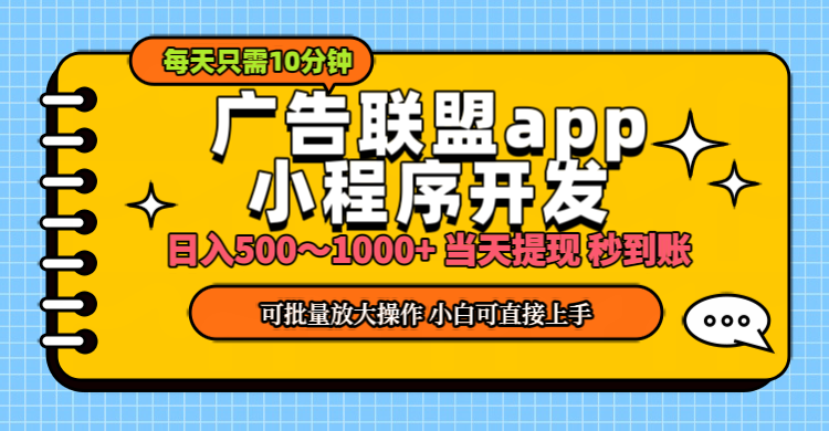 （11645期）小程序开发 广告赚钱 日入500~1000+ 小白轻松上手！-启航188资源站