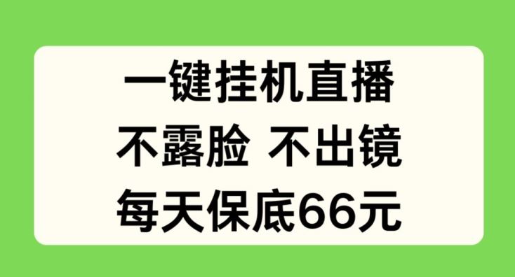 一键挂JI直播，不露脸不出境，每天保底66元【揭秘】-启航188资源站