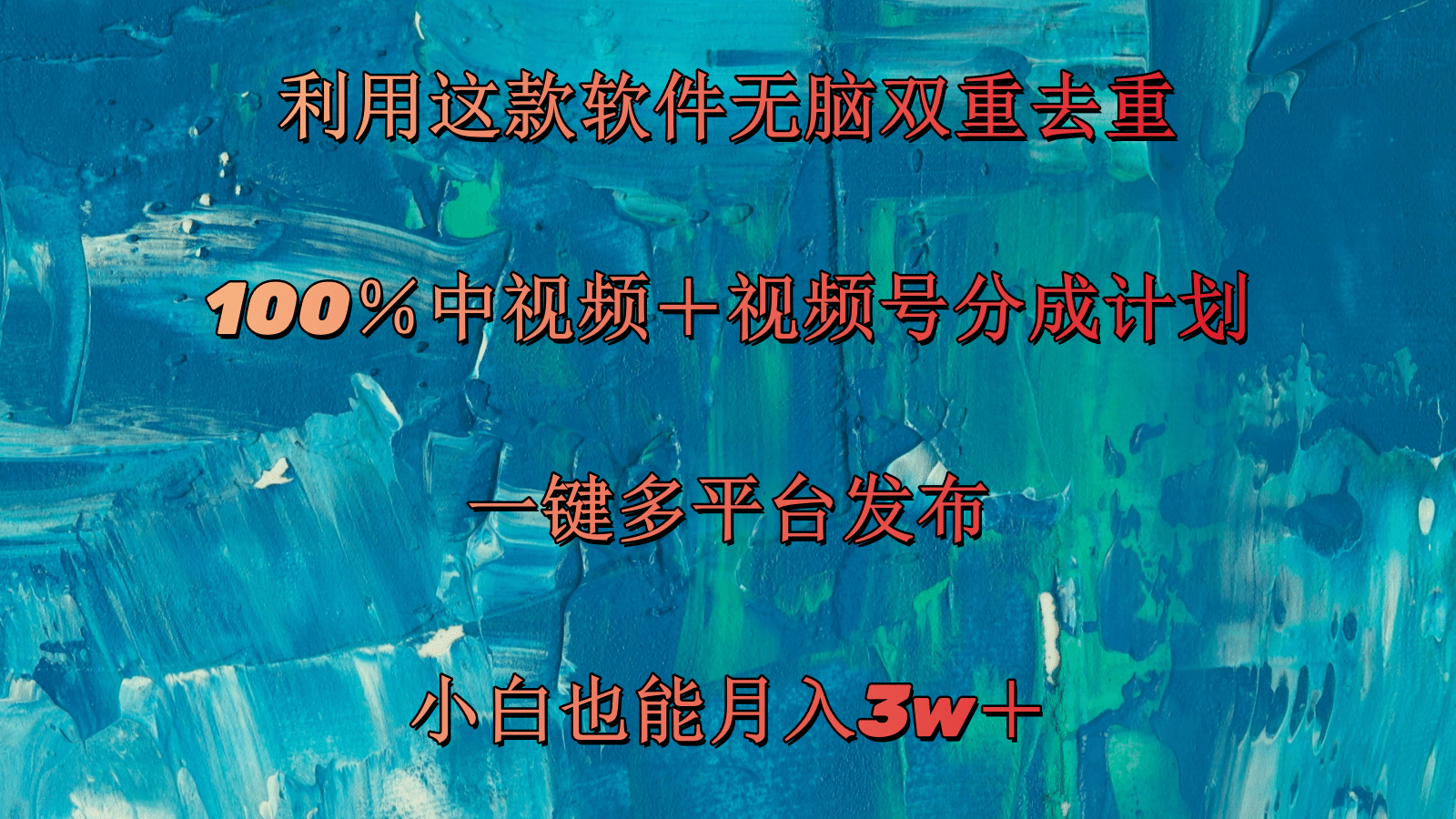 （11710期）利用这款软件无脑双重去重 100％中视频＋视频号分成计划 小白也能月入3w＋-启航188资源站