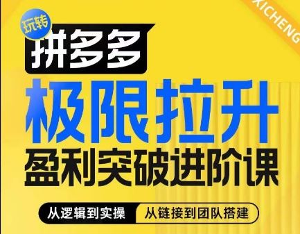 拼多多极限拉升盈利突破进阶课，​从算法到玩法，从玩法到团队搭建，体系化系统性帮助商家实现利润提升-启航188资源站