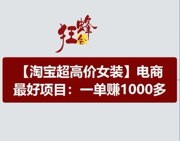 淘宝超高价女装项目，电商最好赛道，一单赚1000多-启航188资源站