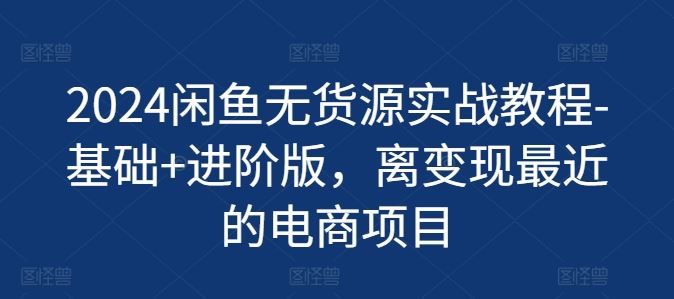 2024闲鱼无货源实战教程-基础+进阶版，离变现最近的电商项目-启航188资源站