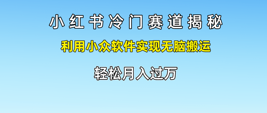 小红书冷门赛道揭秘,利用小众软件实现无脑搬运，轻松月入过万-启航188资源站