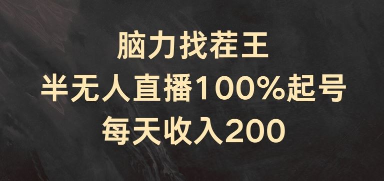 脑力找茬王，半无人直播100%起号，每天收入200+【揭秘】-启航188资源站