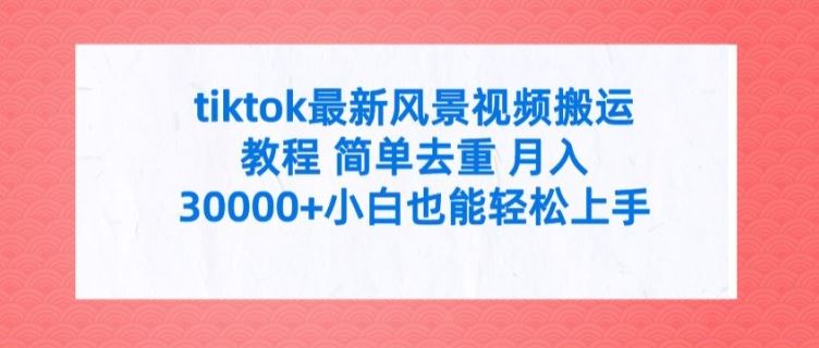 tiktok最新风景视频搬运教程 简单去重 月入3W+小白也能轻松上手【揭秘】-启航188资源站