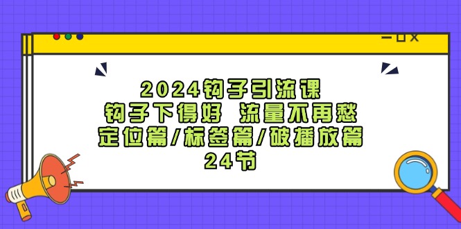 2024钩子引流课：钩子下得好流量不再愁，定位篇/标签篇/破播放篇/24节-启航188资源站