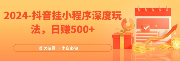 2024全网首次披露，抖音挂小程序深度玩法，日赚500+，简单、稳定，带渠道收入，小白必做-启航188资源站