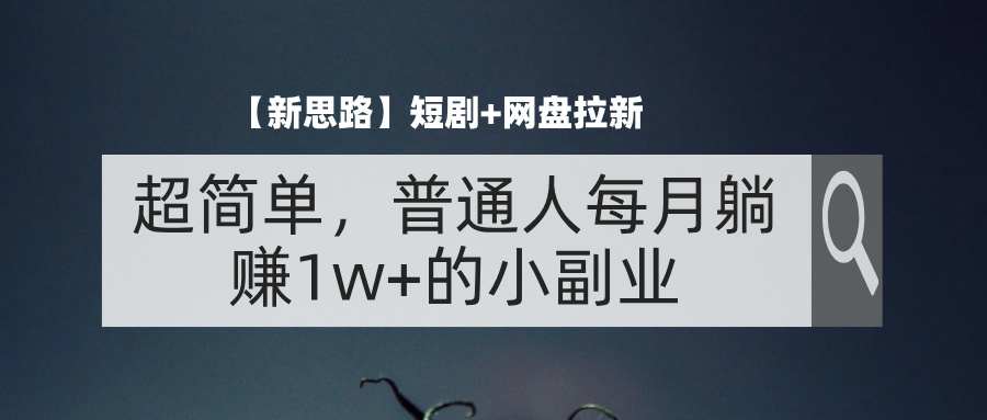 （11980期）【新思路】短剧+网盘拉新，超简单，普通人每月躺赚1w+的小副业-启航188资源站