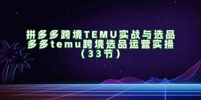 拼多多跨境TEMU实战与选品，多多temu跨境选品运营实操（33节）-启航188资源站