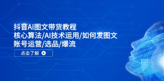 （11958期）抖音AI图文带货教程：核心算法/AI技术运用/如何发图文/账号运营/选品/爆流-启航188资源站