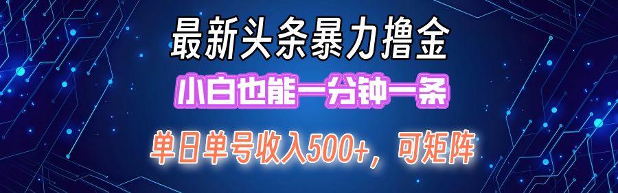 （12380期）最新暴力头条掘金日入500+，矩阵操作日入2000+ ，小白也能轻松上手！-启航188资源站