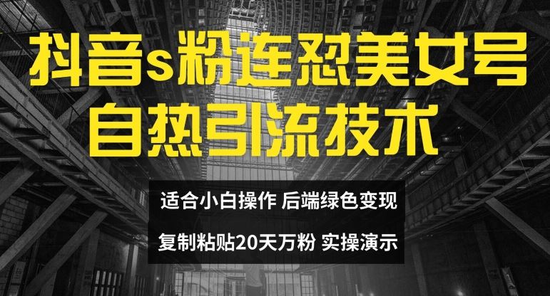 抖音s粉连怼美女号自热引流技术复制粘贴，20天万粉账号，无需实名制，矩阵操作【揭秘】-启航188资源站