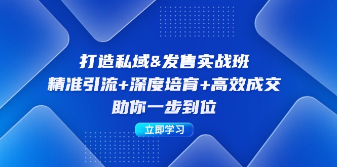 打造私域&发售实操班：精准引流+深度培育+高效成交，助你一步到位-启航188资源站