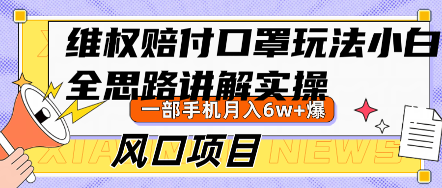 维权赔付口罩玩法，小白也能月入6w+，风口项目实操-启航188资源站