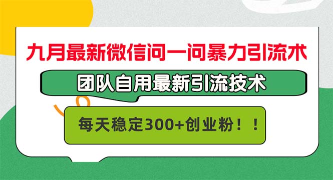 九月最新微信问一问暴力引流术，团队自用引流术，每天稳定300+创…-启航188资源站