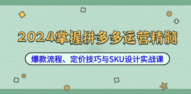 2024掌握拼多多运营精髓：爆款流程、定价技巧与SKU设计实战课-启航188资源站