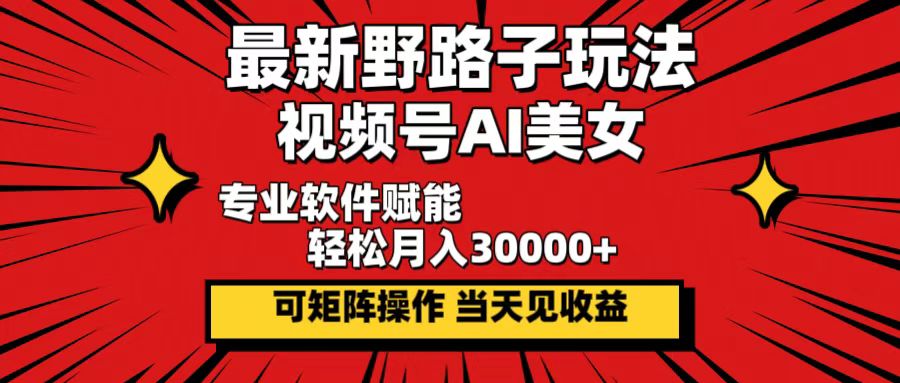 （12798期）最新野路子玩法，视频号AI美女，当天见收益，轻松月入30000＋-启航188资源站