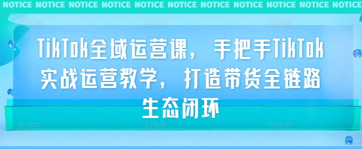 TikTok全域运营课，手把手TikTok实战运营教学，打造带货全链路生态闭环-启航188资源站