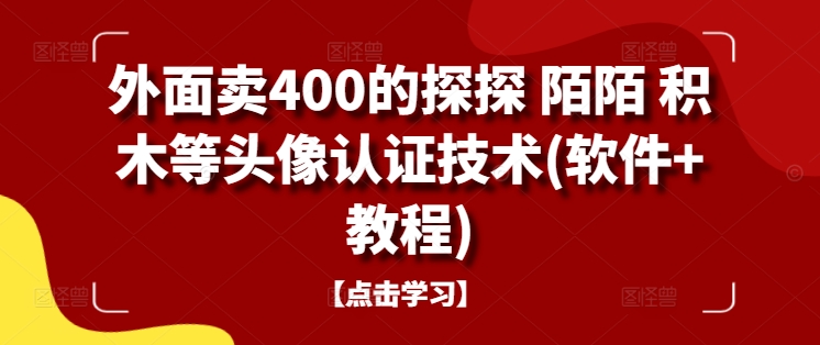 外面卖400的探探 陌陌 积木等头像认证技术(软件+教程)-启航188资源站