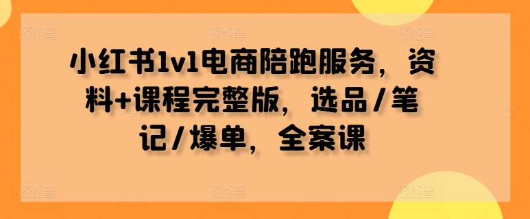 小红书1v1电商陪跑服务，资料+课程完整版，选品/笔记/爆单，全案课-启航188资源站