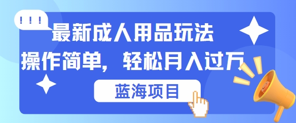 最新成人用品项目玩法，操作简单，动动手，轻松日入几张【揭秘】-启航188资源站