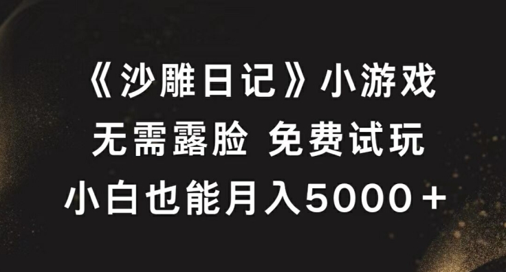 《沙雕日记》小游戏，无需露脸免费试玩，小白也能月入5000+【揭秘】-启航188资源站