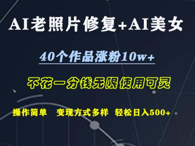 （12489期）AI老照片修复+AI美女玩发  40个作品涨粉10w+  不花一分钱使用可灵  操…-启航188资源站