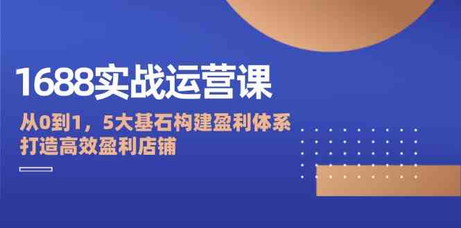 1688实战运营课：从0到1，5大基石构建盈利体系，打造高效盈利店铺-启航188资源站