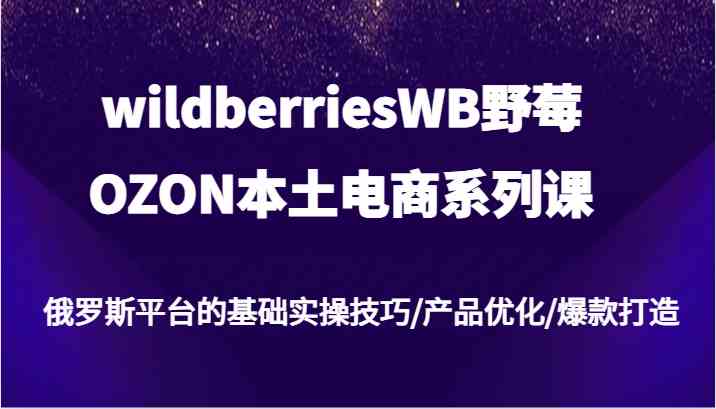 wildberriesWB野莓/OZON本土电商系列课，俄罗斯平台的基础实操技巧/产品优化/爆款打造-启航188资源站