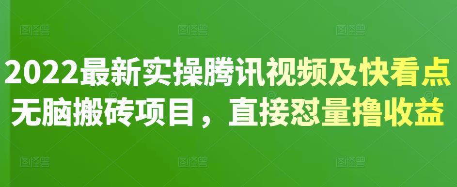 2022最新实操腾讯视频及快看点无脑搬砖项目，直接怼量撸收益￼-启航188资源站