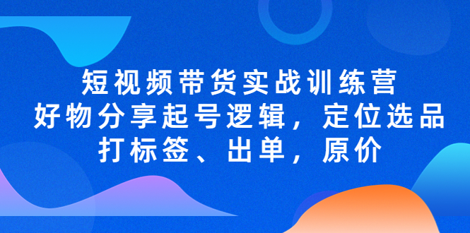 短视频带货实战训练营，好物分享起号逻辑，定位选品打标签、出单，原价-启航188资源站