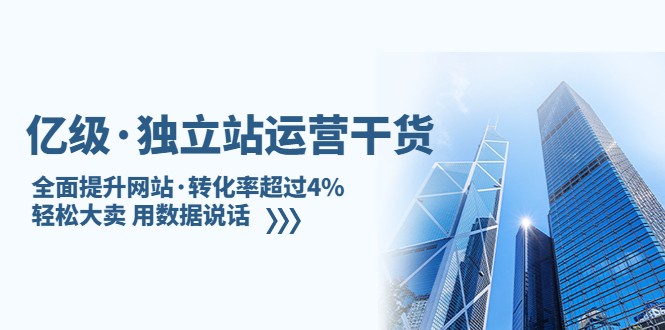 亿级·独立站运营干货：全面提升网站·转化率超过4%，轻松大卖 用数据说话-启航188资源站