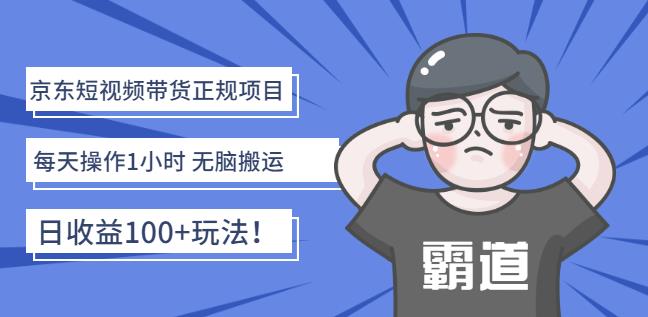 京东短视频带货正规项目：每天操作1小时无脑搬运日收益100+玩法！￼-启航188资源站