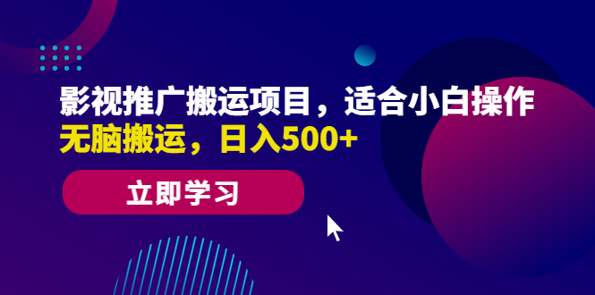 影视推广搬运项目，适合小白操作，无脑搬运，日入500+-启航188资源站