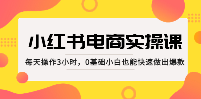 小红书·电商实操课：每天操作3小时，0基础小白也能快速做出爆款！-启航188资源站