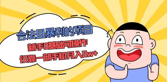 合法且暴利的项目，新手0基础可操作，仅靠一部手机月入2w+-启航188资源站