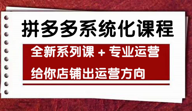 （4259期）车神陪跑，拼多多系统化课程，全新系列课+专业运营给你店铺出运营方向-启航188资源站