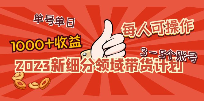 （4827期）2023新细分领域带货计划：单号单日1000+收益不难，每人可操作3-5个账号-启航188资源站