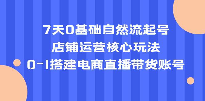 （5350期）7天0基础自然流起号，店铺运营核心玩法，0-1搭建电商直播带货账号-启航188资源站