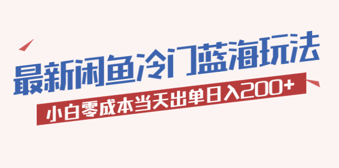 （5903期）2023最新闲鱼冷门蓝海玩法，小白零成本当天出单日入200+-启航188资源站