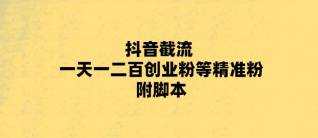 （5920期）最新抖音截流玩法，一天轻松引流一二百创业精准粉，附脚本+玩法-启航188资源站